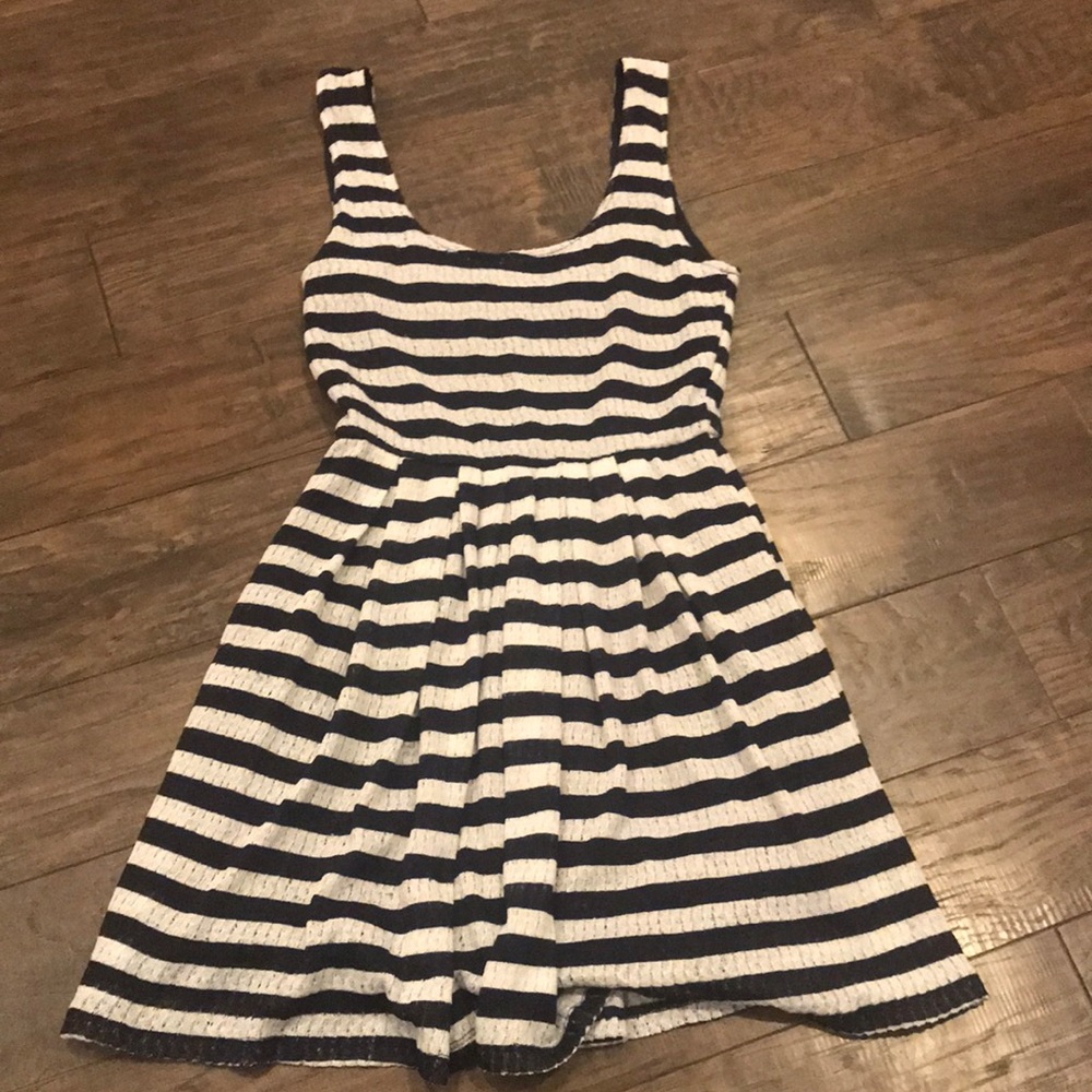 Navy and White striped dress w/pockets- Mimi Chica